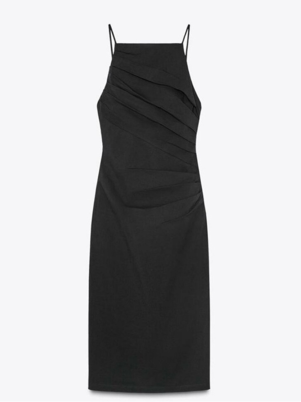 NWT Zara high neck black midi dress